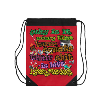 the bum's shit - Drawstring Bag (dark red)
