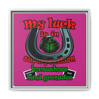 my luck - framed canvas art (pink)