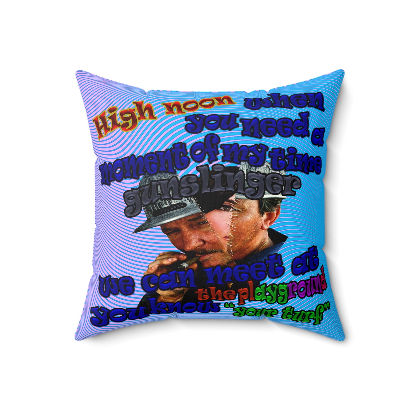 high noon - Spun Polyester Square Pillow - (light blue-purple wave)