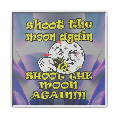 shoot the moon again - framed canvas art (grey-pink wave)