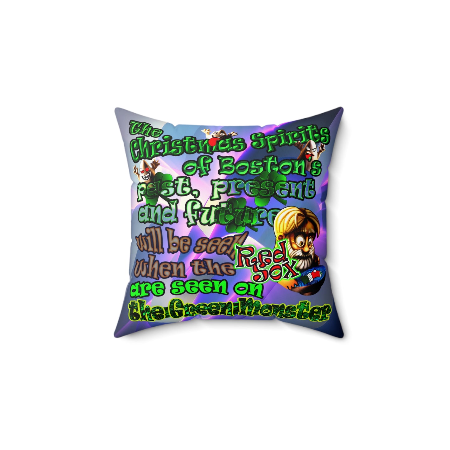 christmas spirits of boston - Faux Suede Square Pillow - (grey-pink wave)