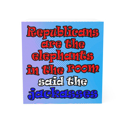 donkeys and elephants - note cube (light blue-purple wave)