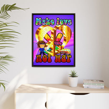 love peace - framed canvas art (purple-pink wave)