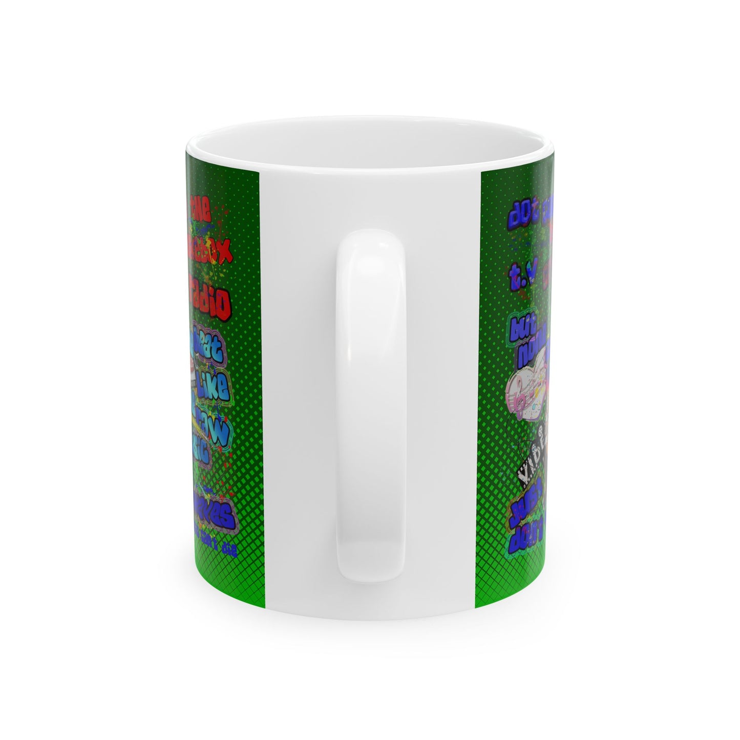 drop the beat - White Mug (logo green)