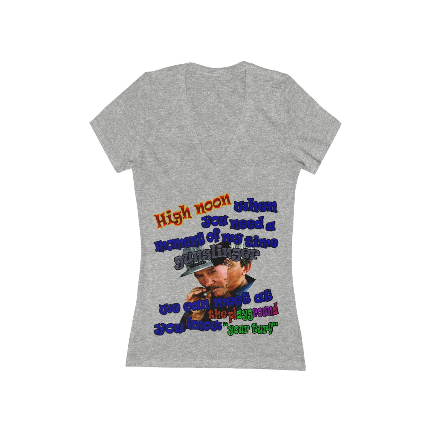 high noon - Women's Jersey Short Sleeve Deep V-Neck Tee