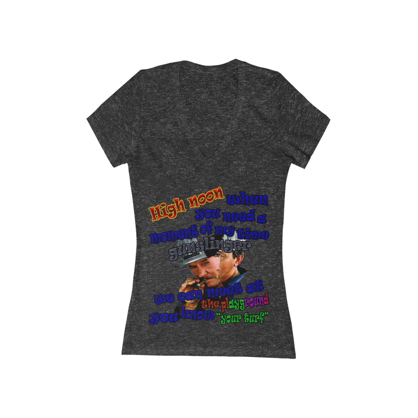 high noon - Women's Jersey Short Sleeve Deep V-Neck Tee
