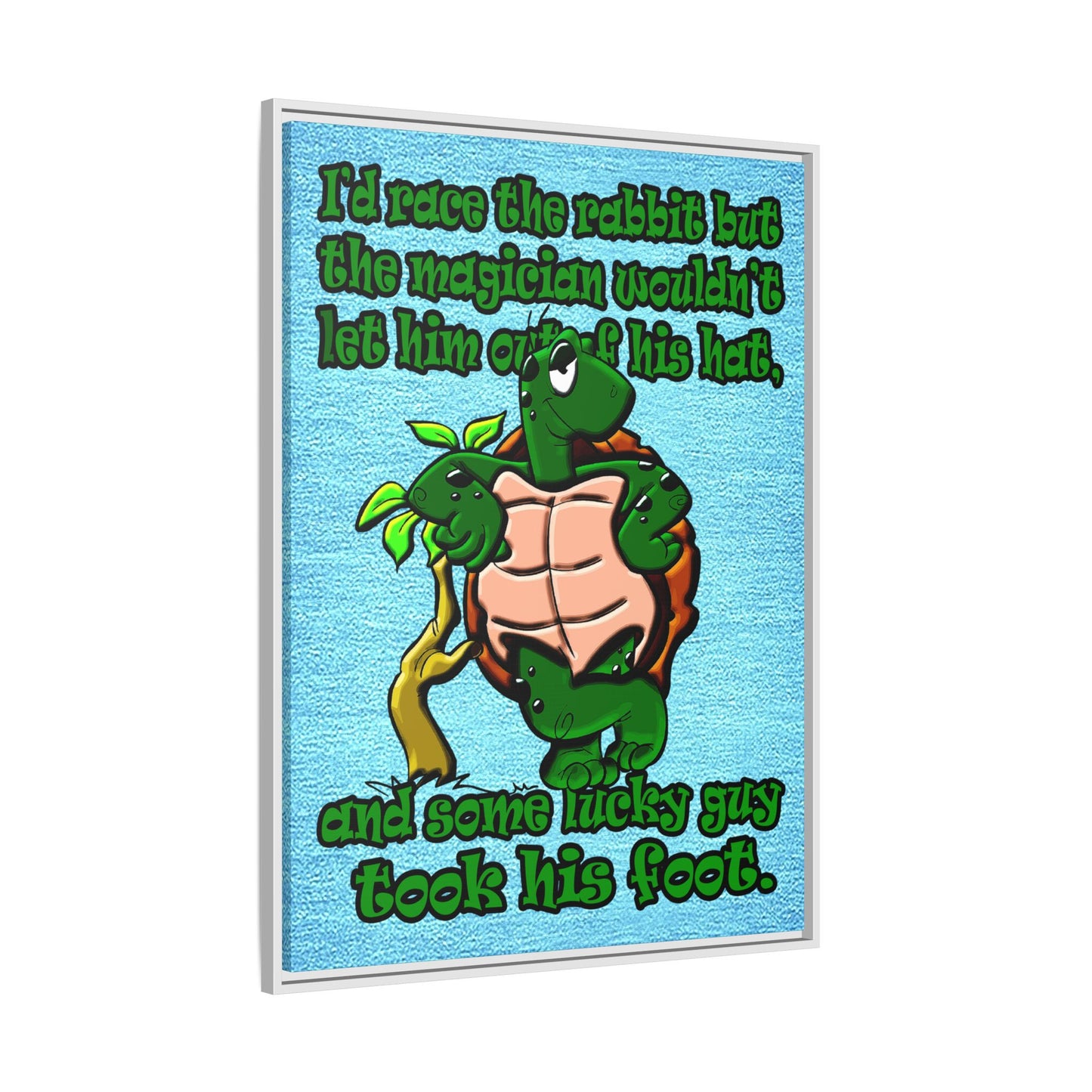 turtle race - framed canvas art (faded blue)