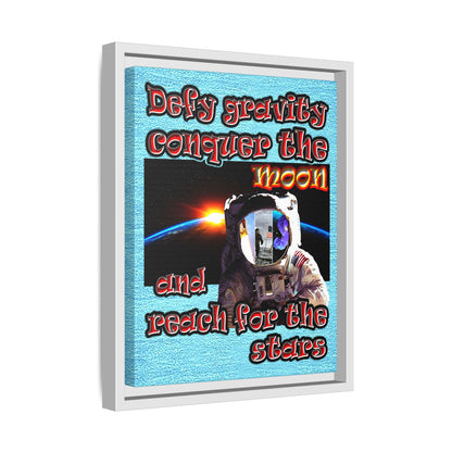 defy conquer reach - framed canvas art (faded blue)
