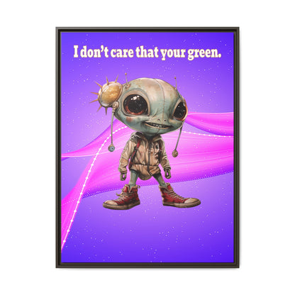 I don't care that your green - framed canvas art (purple-pink wave)