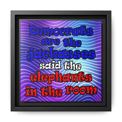 donkeys and elephants - framed canvas art (purple wave)