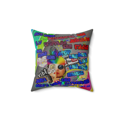 drop the beat - Faux Suede Square Pillow - (rainbow split)
