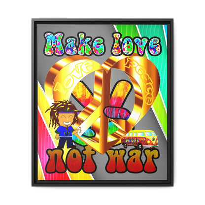 love peace - framed canvas art (rainbow split)
