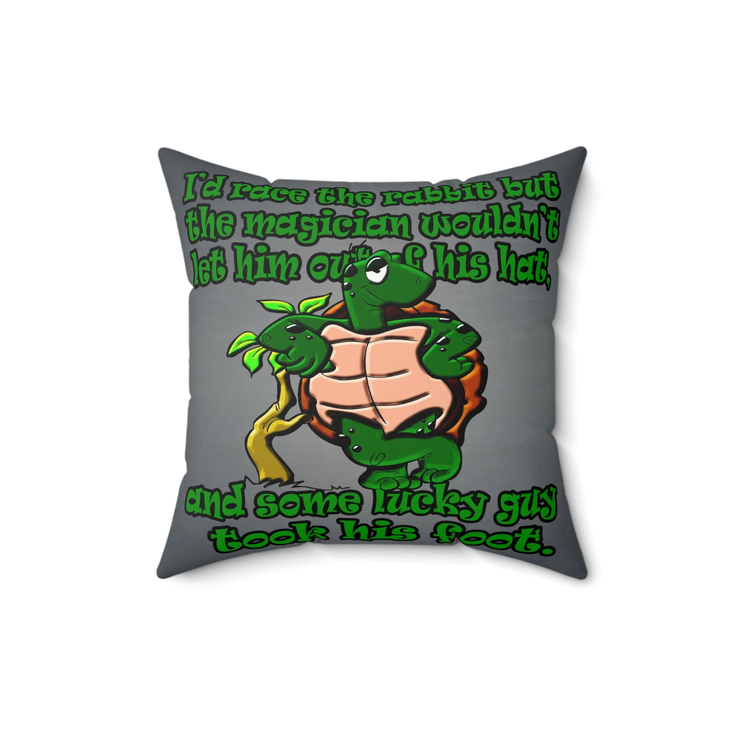 turtle race - Faux Suede Square Pillow - (grey-light grey)