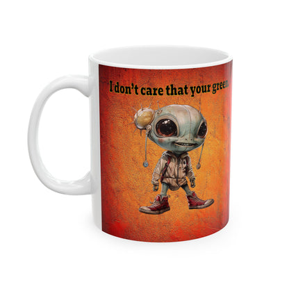 I don't care that your grey - White Mug (burnt orange)