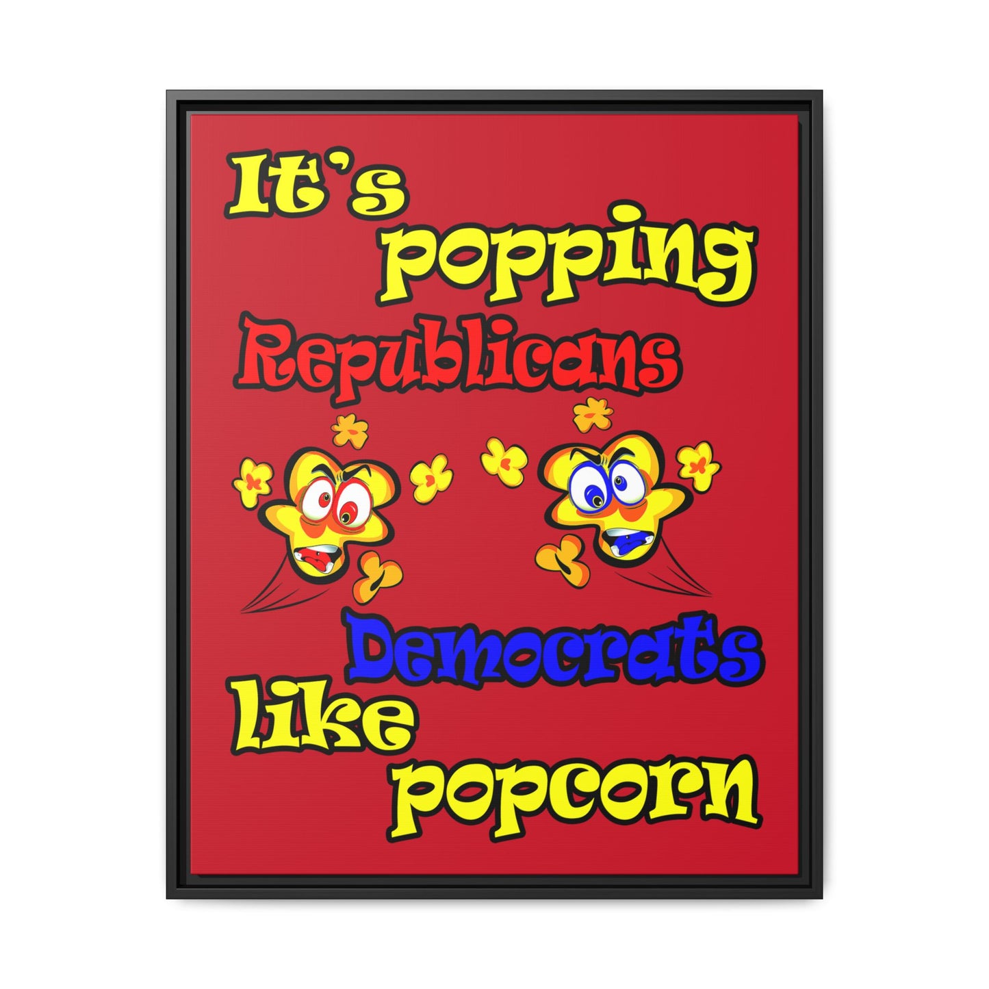 popping like popcorn - framed canvas art (dark red)