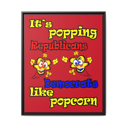 popping like popcorn - framed canvas art (dark red)