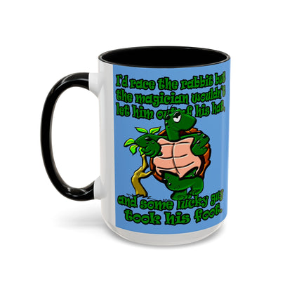 turtle race - Accent Mug (light blue)