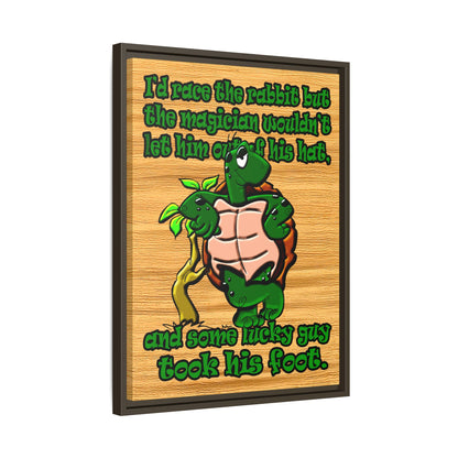 turtle race - framed canvas art (butterscotch wood finish)