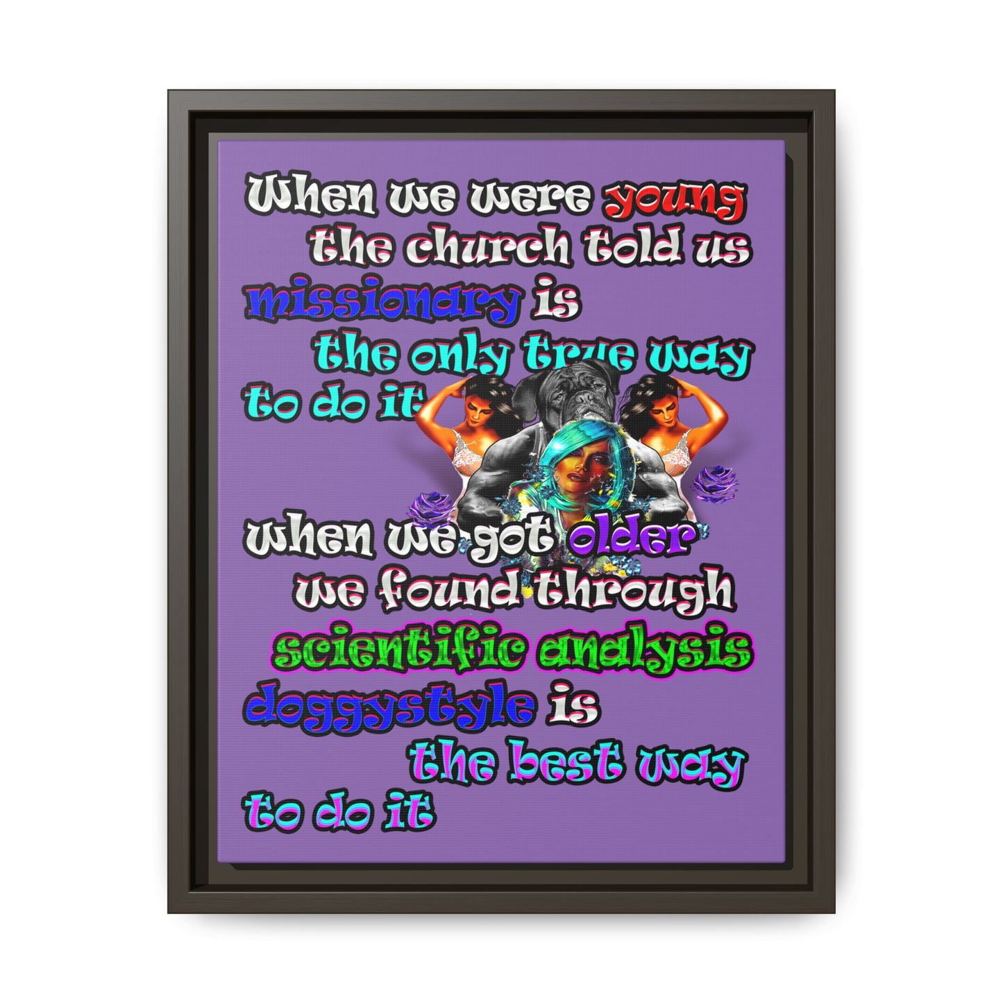 doggystyle - framed canvas art (light purple)