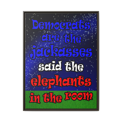 donkeys and elephants - framed canvas art ('snoops' background)