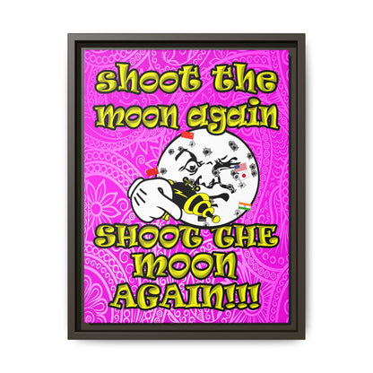 shoot the moon again - framed canvas art (pink swirl)