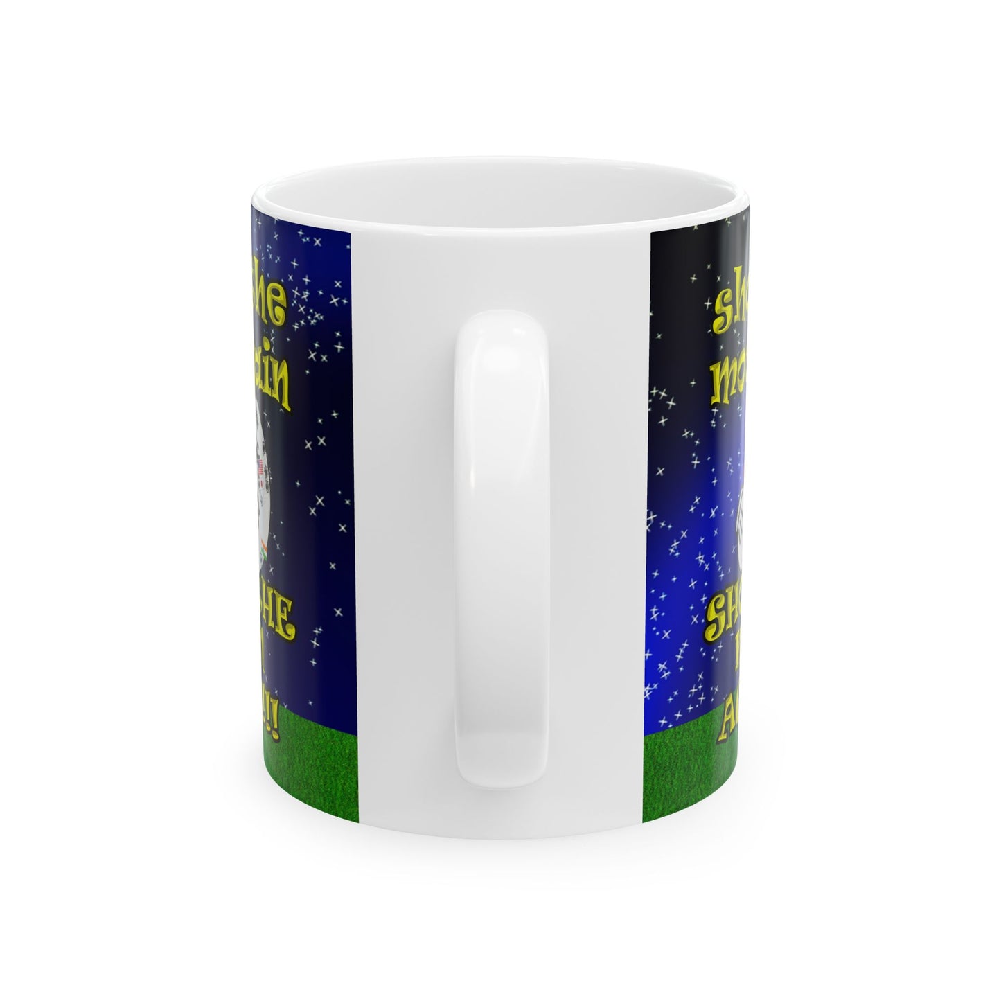 shoot the moon again - White Mug ('snoops' background)