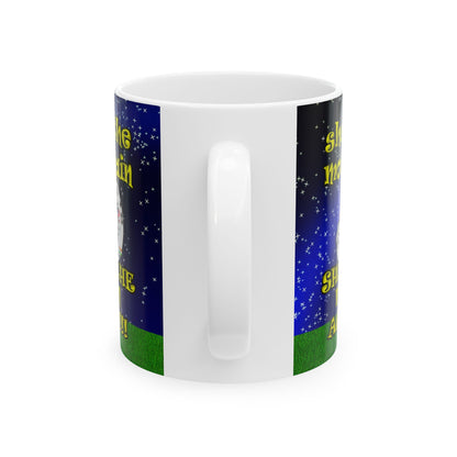shoot the moon again - White Mug ('snoops' background)