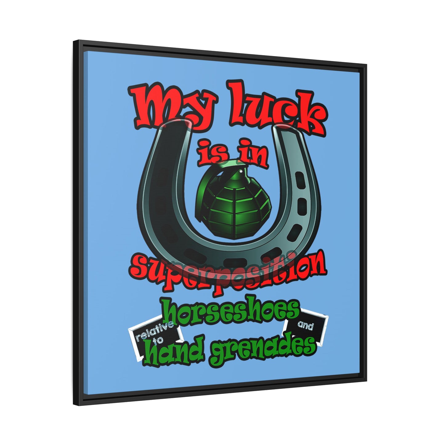 my luck - framed canvas art (light blue)