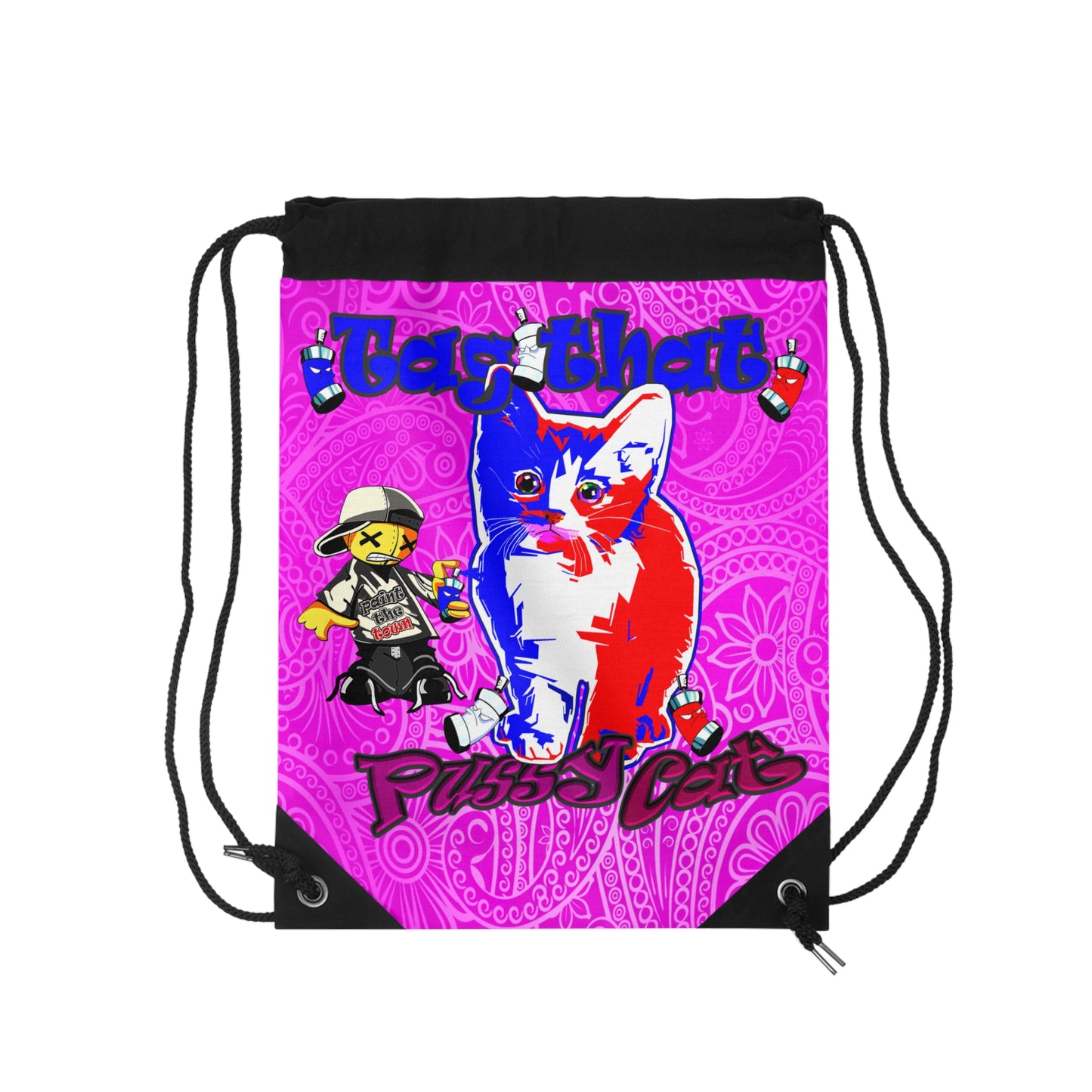 tag that - Drawstring Bag (pink swirl)