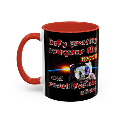 defy conquer reach - Accent Mug (black)