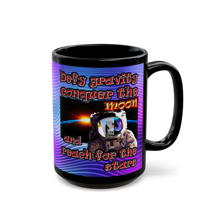 defy conquer reach - Black Mug (purple wave)