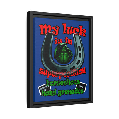 my luck - framed canvas art (dark blue)