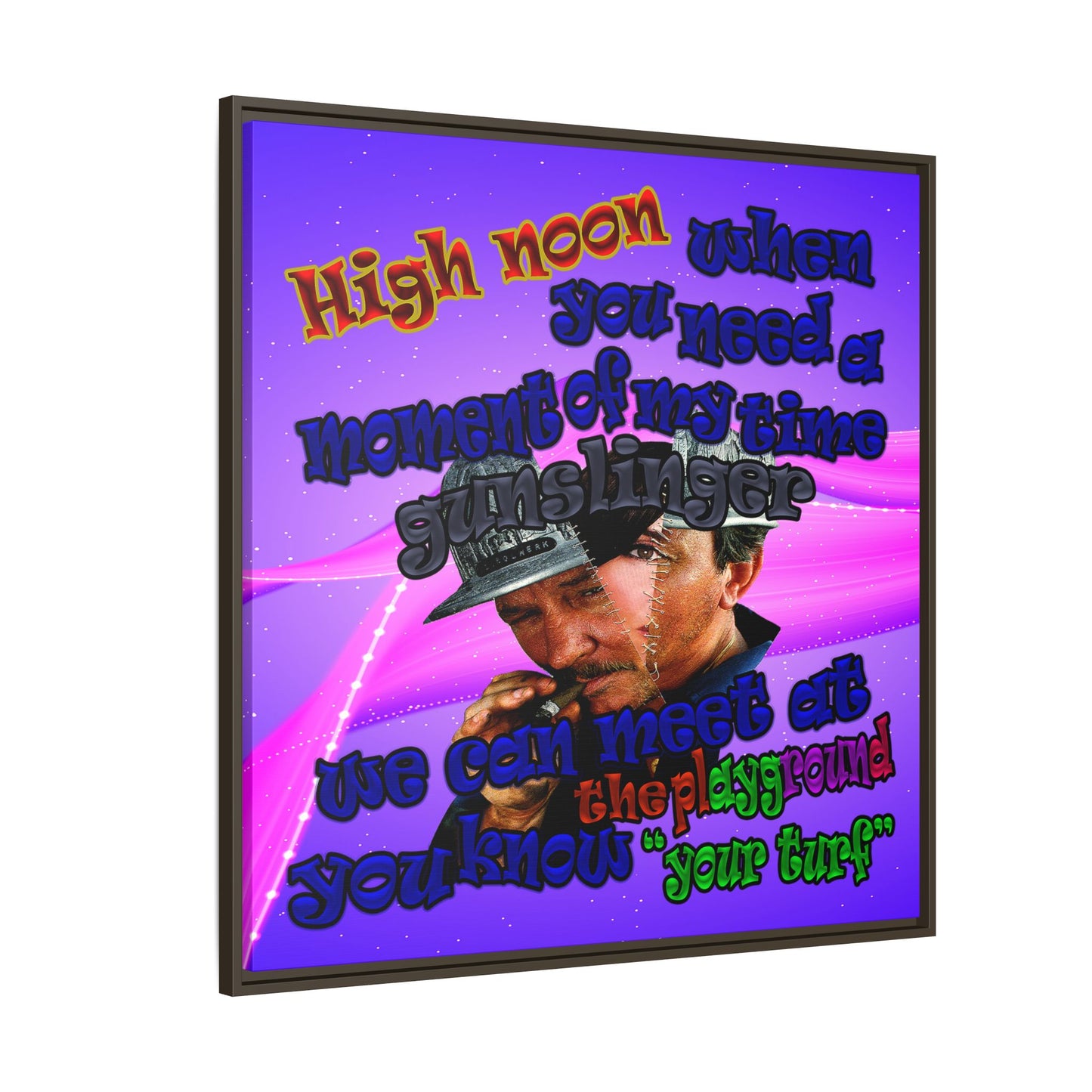 high noon - framed canvas art (purple-pink wave)