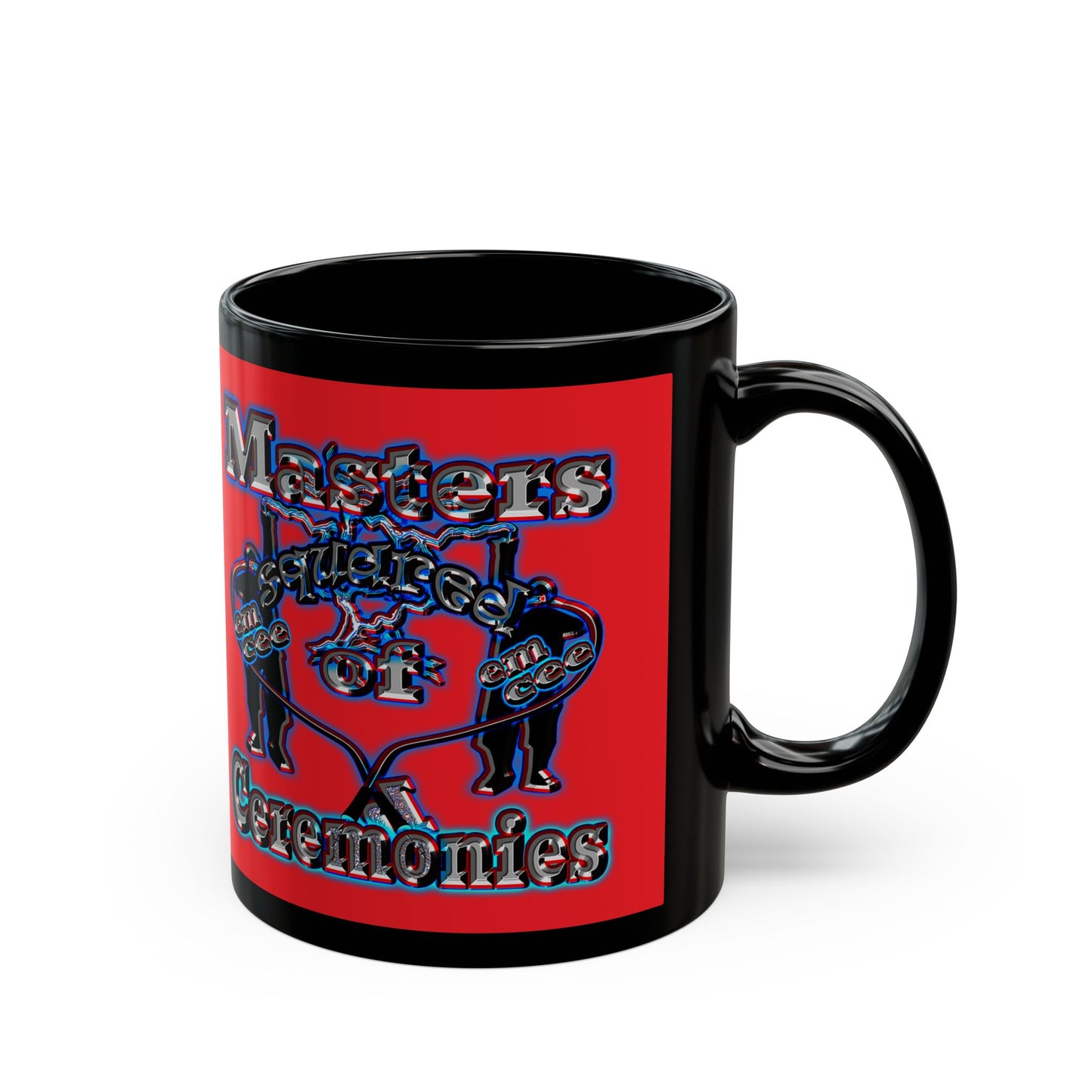 em cee squared - Black Mug (red)