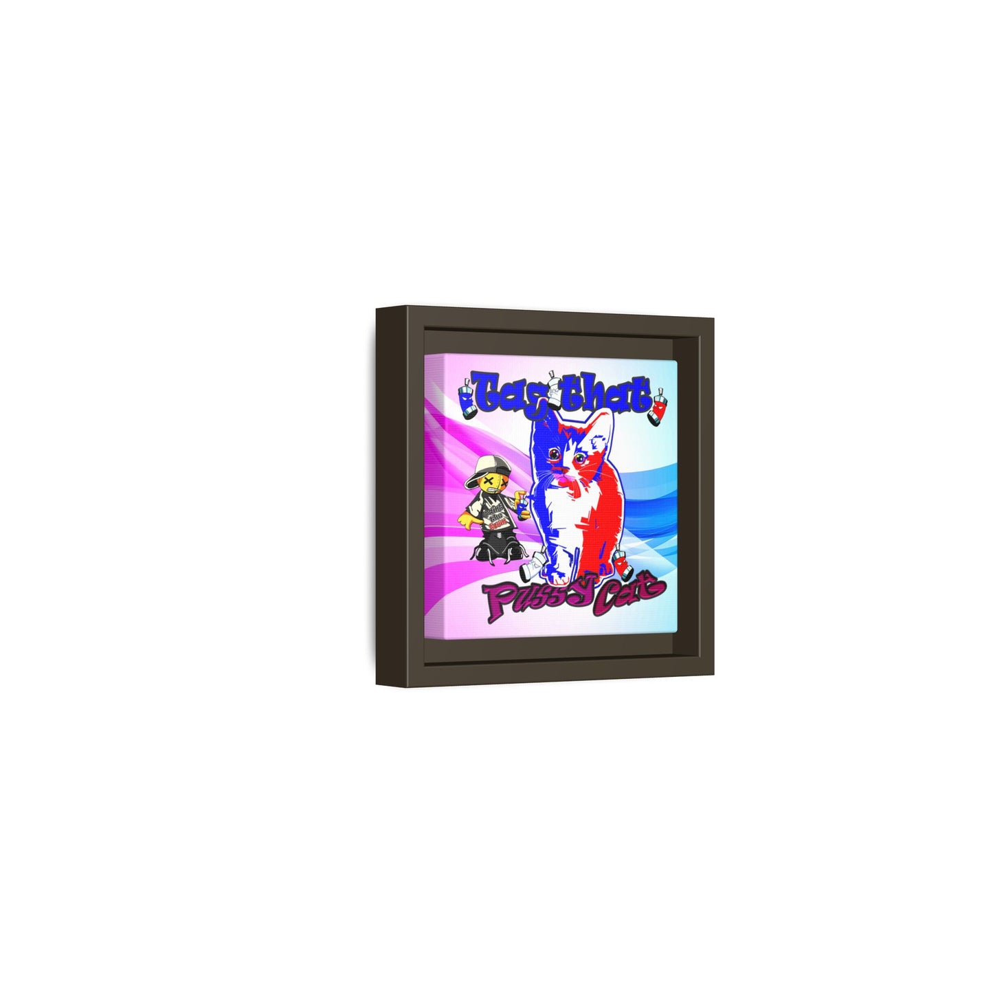 tag that - framed canvas art (light blue-pink wave)