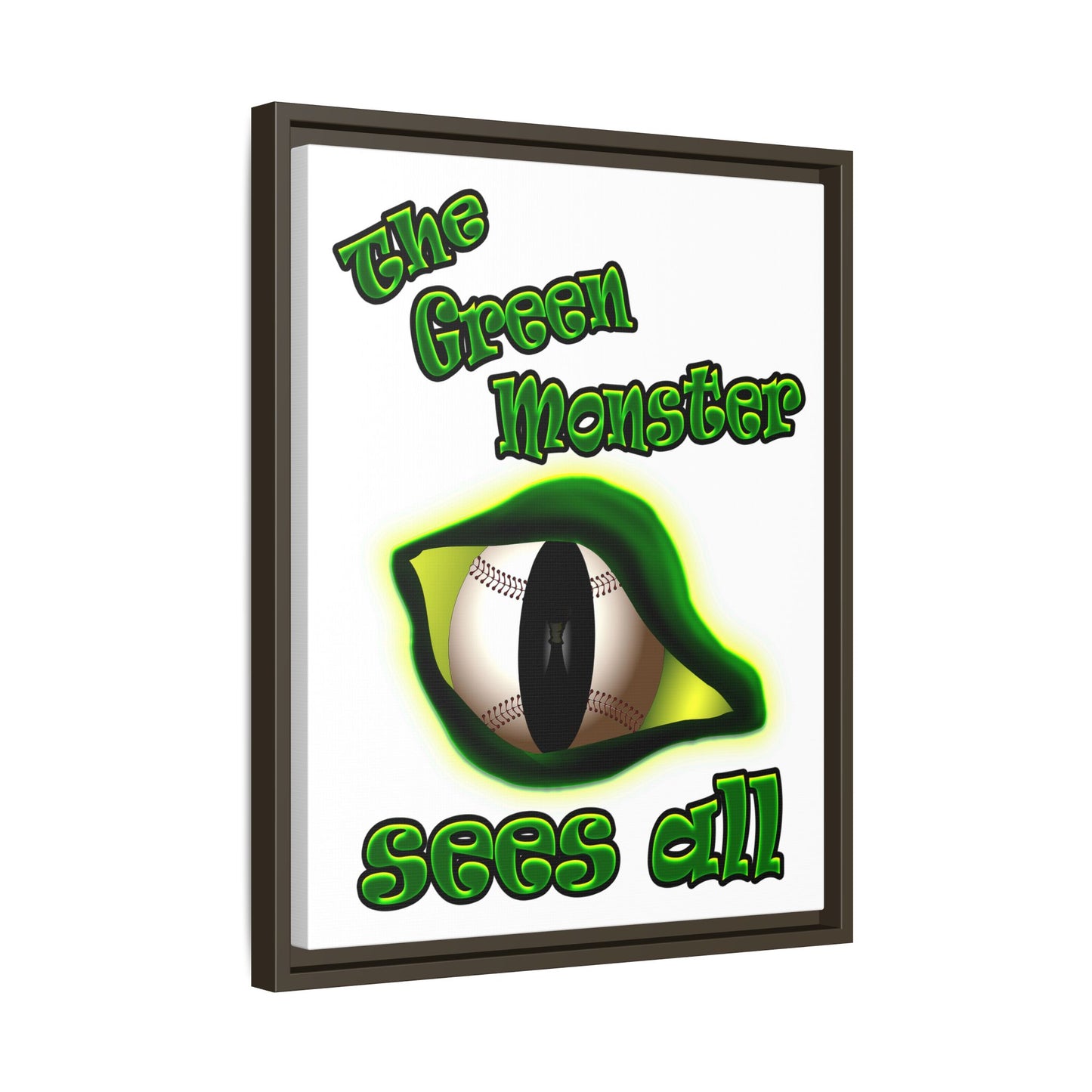green monster - framed canvas art (white)