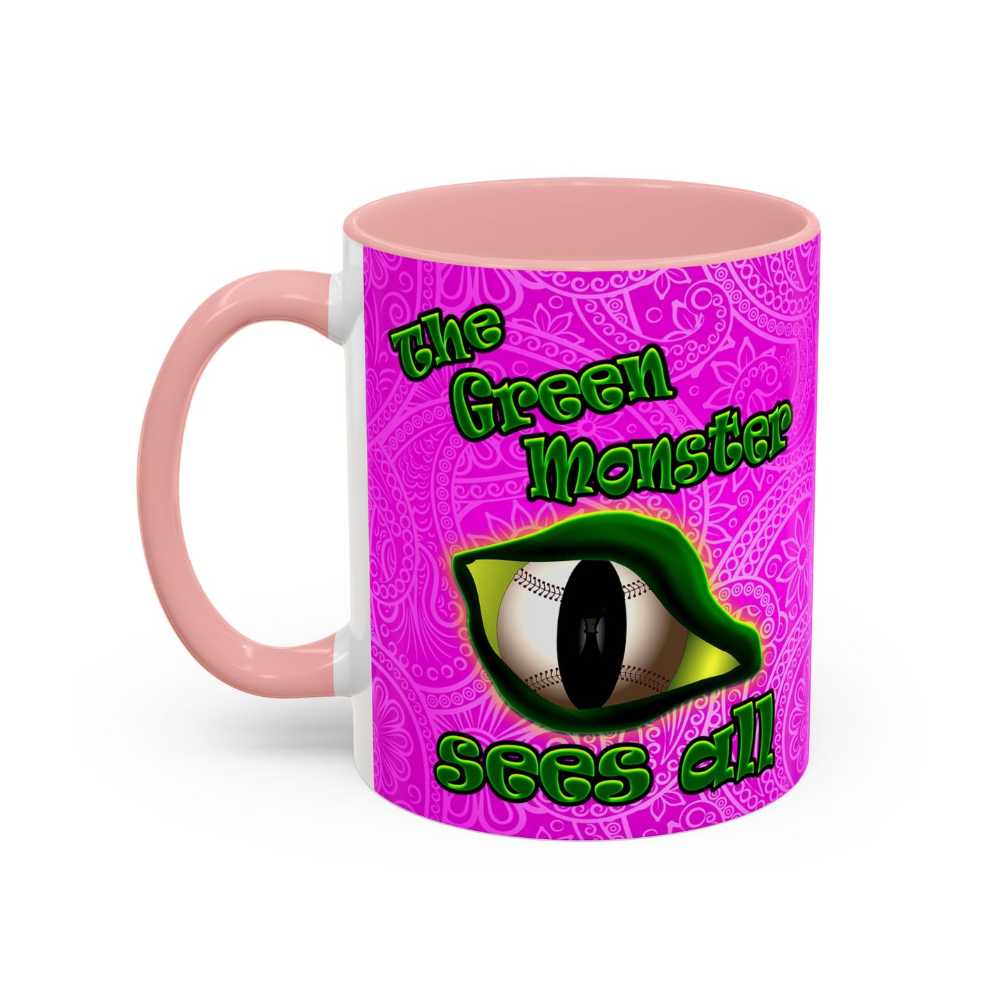 green monster - Accent Mug (pink swirl)