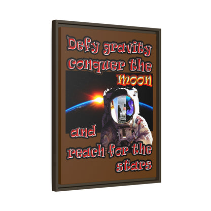 defy conquer reach - framed canvas art (brown)