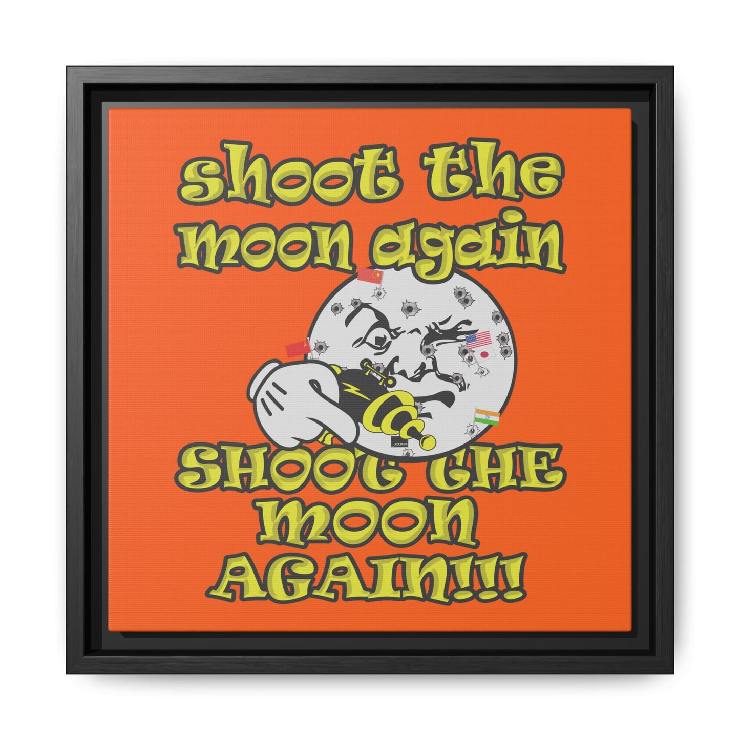 shoot the moon again - framed canvas art (orange)