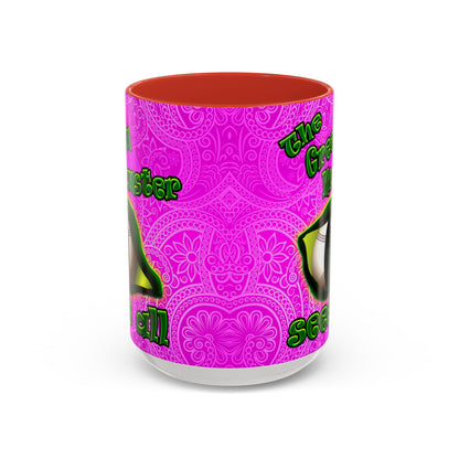 green monster - Accent Mug (pink swirl)