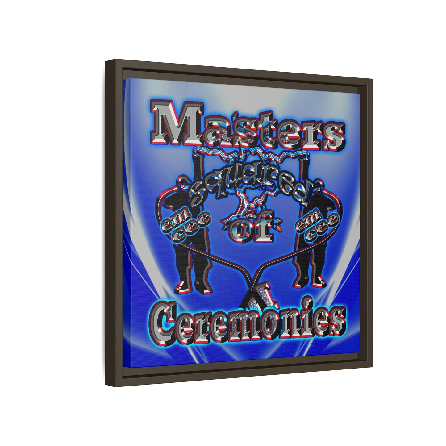em cee squared - framed canvas art (blue-white wave)