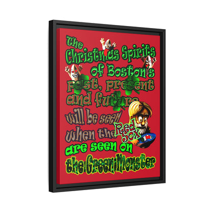 christmas spirits of boston - framed canvas art (dark red)