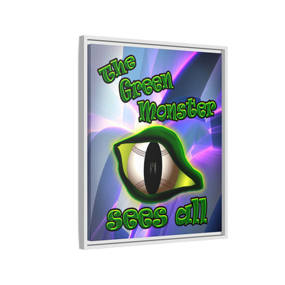 green monster - framed canvas art (grey-pink wave)