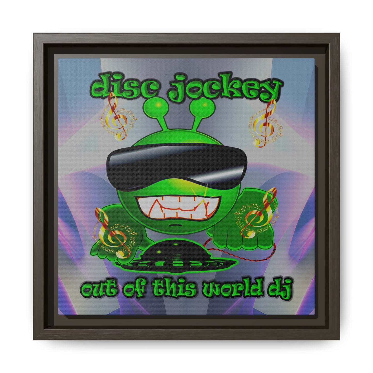 disc jockey - framed canvas art (grey-pink wave)