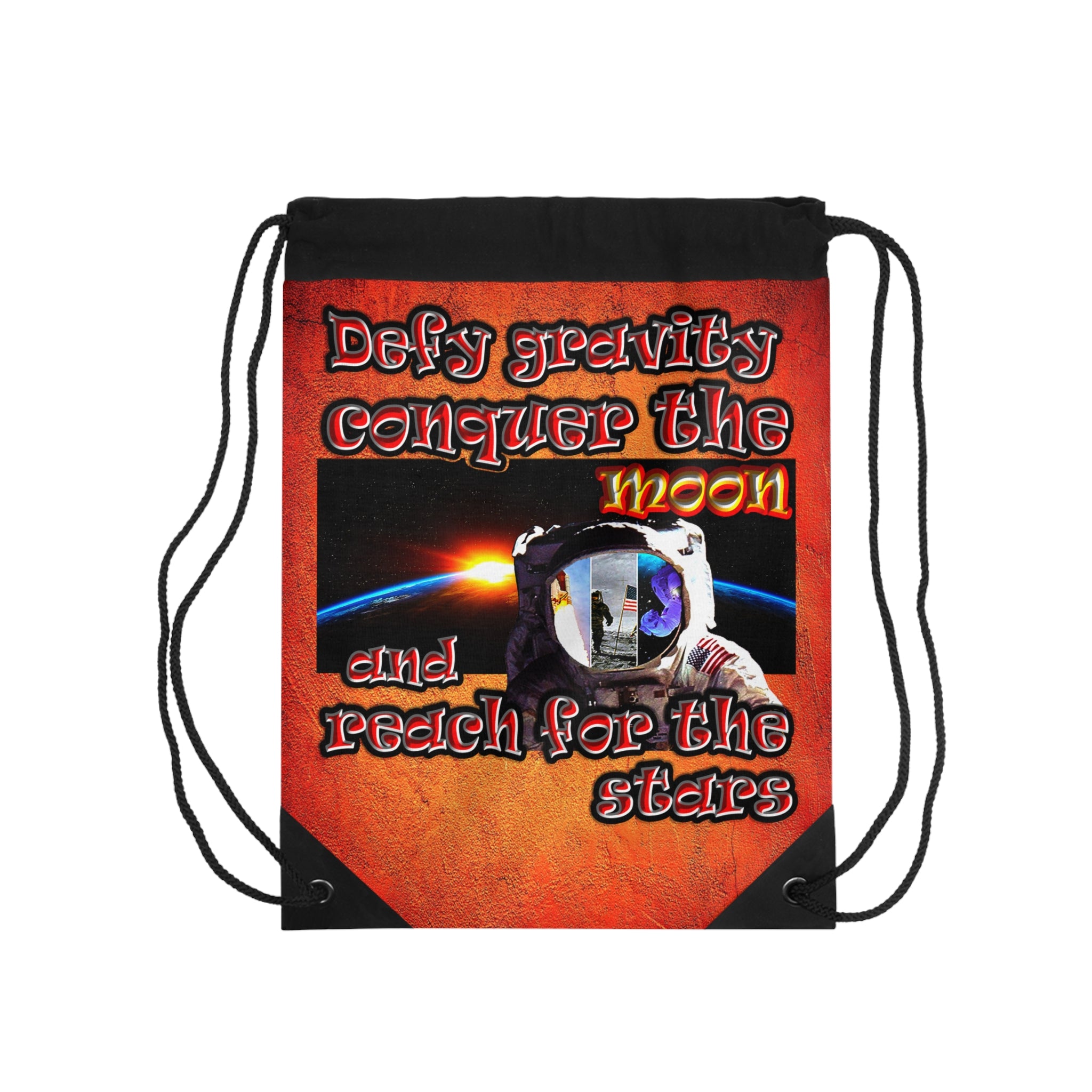 defy conquer reach - Drawstring Bag (burnt orange)