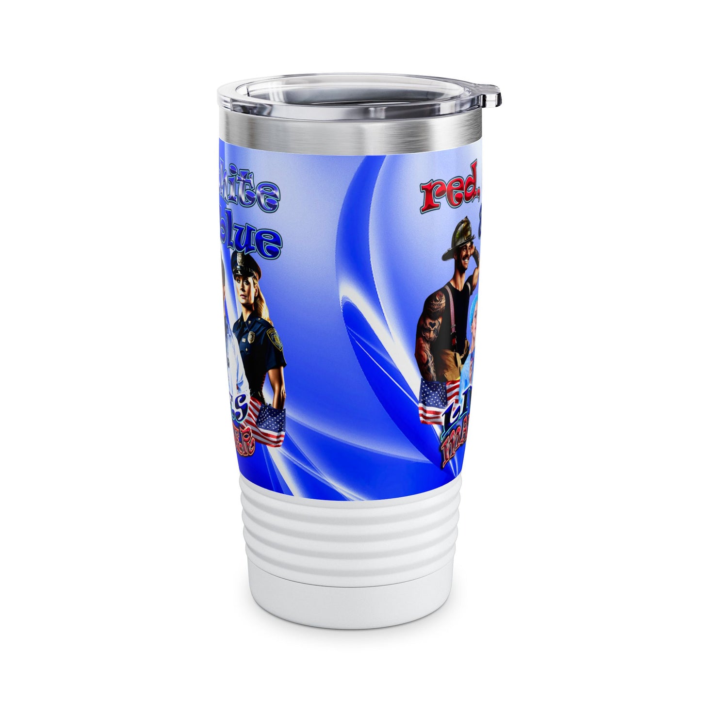 rw&b lives matter - Ringneck Tumbler, 20oz (blue-white wave)