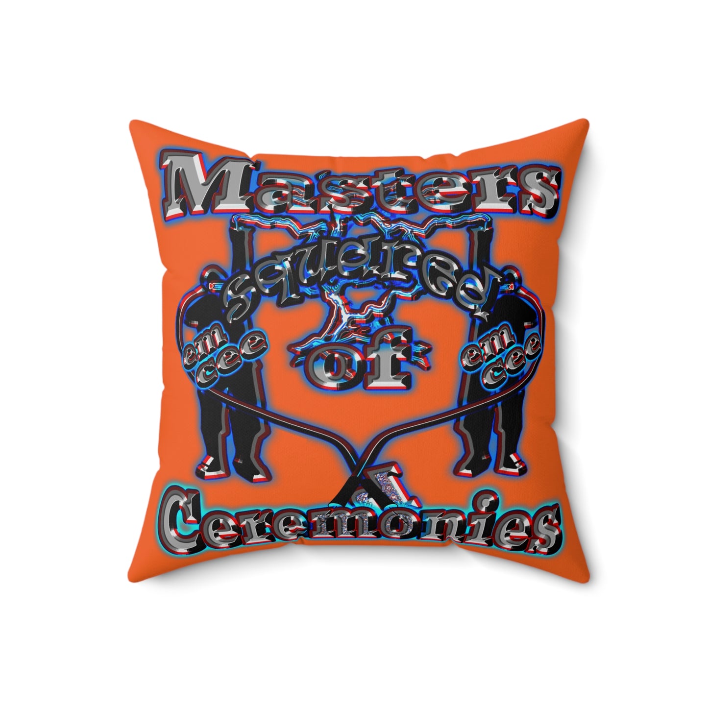 em cee squared - Spun Polyester Square Pillow - (orange)
