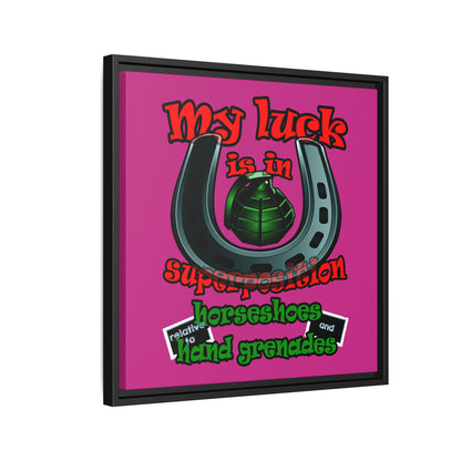 my luck - framed canvas art (pink)