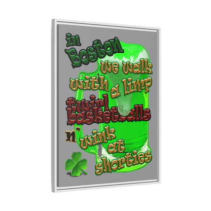 celtics logo - framed canvas art (grey)