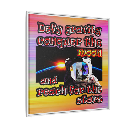 defy conquer reach - framed canvas art (color blur)